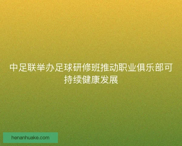 中足联举办足球研修班推动职业俱乐部可持续健康发展
